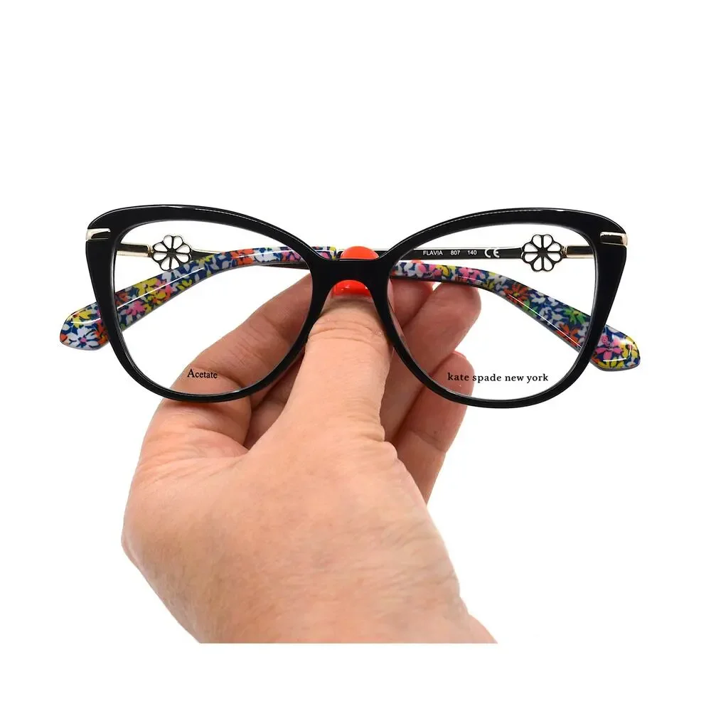 NEW KATE SPADE FLAVIA 807 BLACK GOLD AUTHENTIC EYEGLASSES FRAME